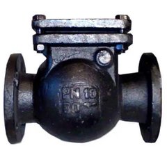 Обратный клапан фланцевый 19Ч16БР поворотный чугунный Ду50 Ру10